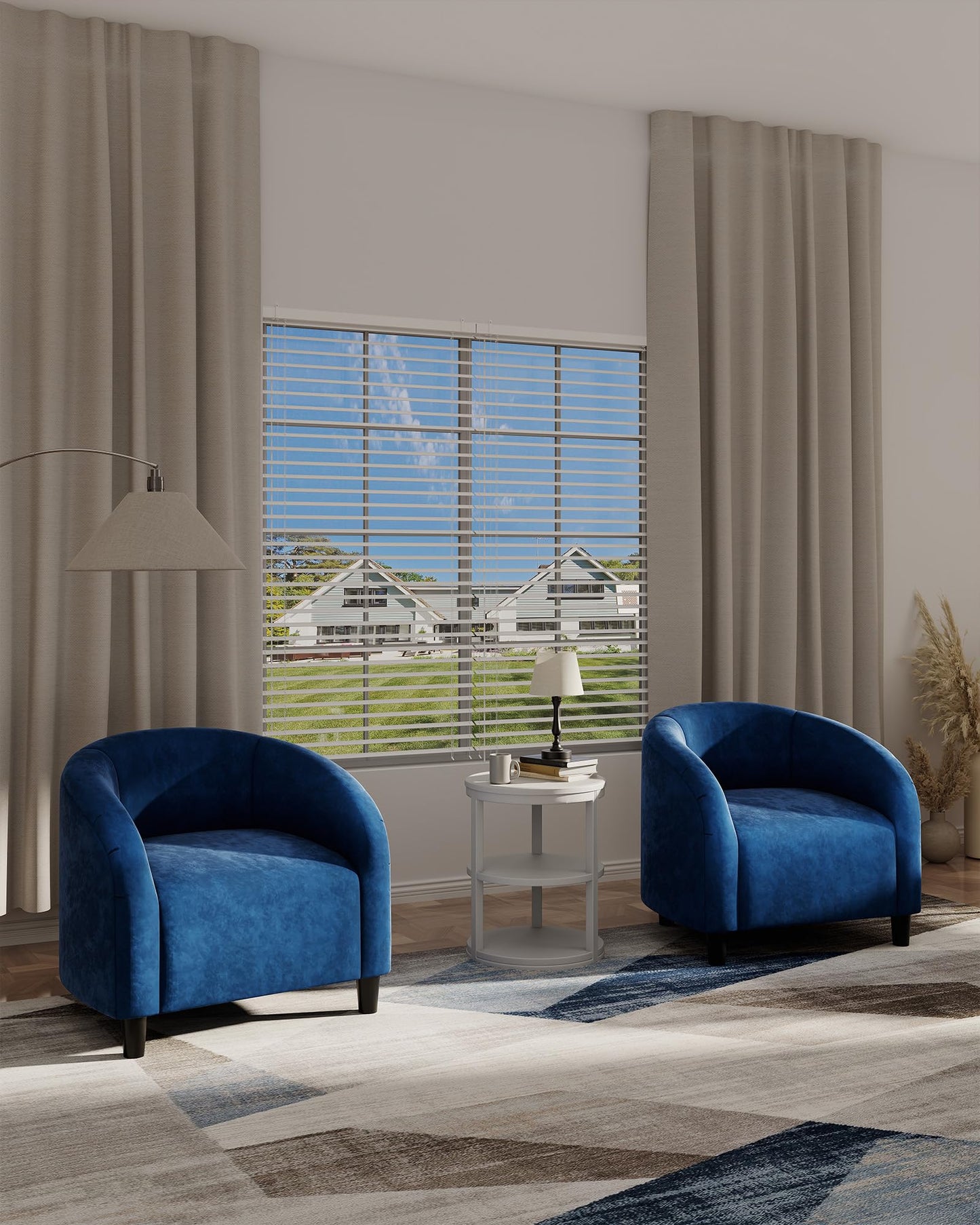 GarveeHome Accent Chair for Living Room Barrel Club Chair with Soft Padded Seat & Sturdy Legs for Bedroom Waiting Room Reception Chairs - Blue