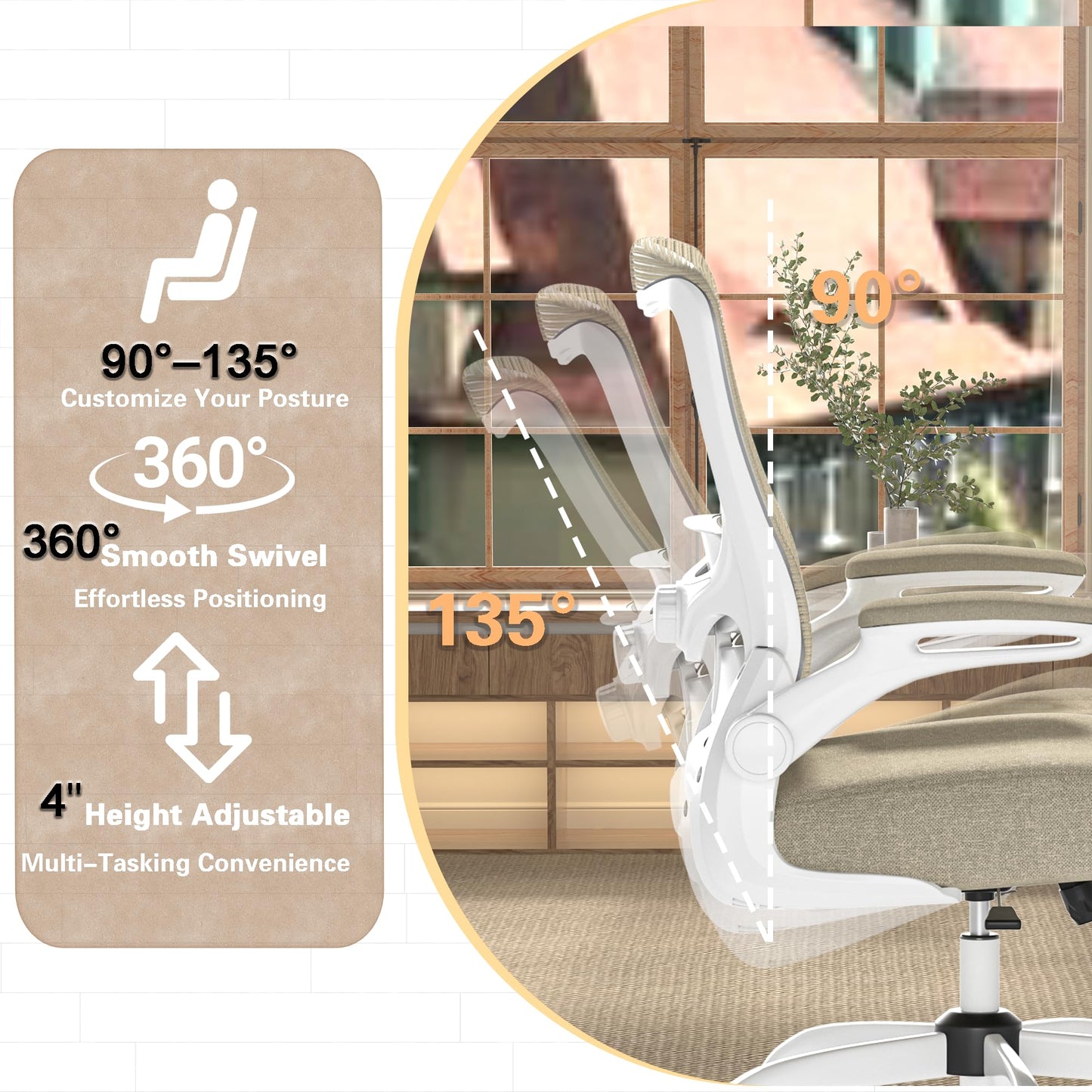 Ergonomic Office Chair for Long Hours, Relieve Back Pressure, Stay Comfortable & Focused All Day, 330LBS Capacity, Ideal for Home Office, Office & Study