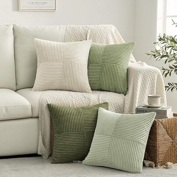 MIULEE Summer Light Green Decorative Throw Pillow Covers 18x18 Inch Set of 4