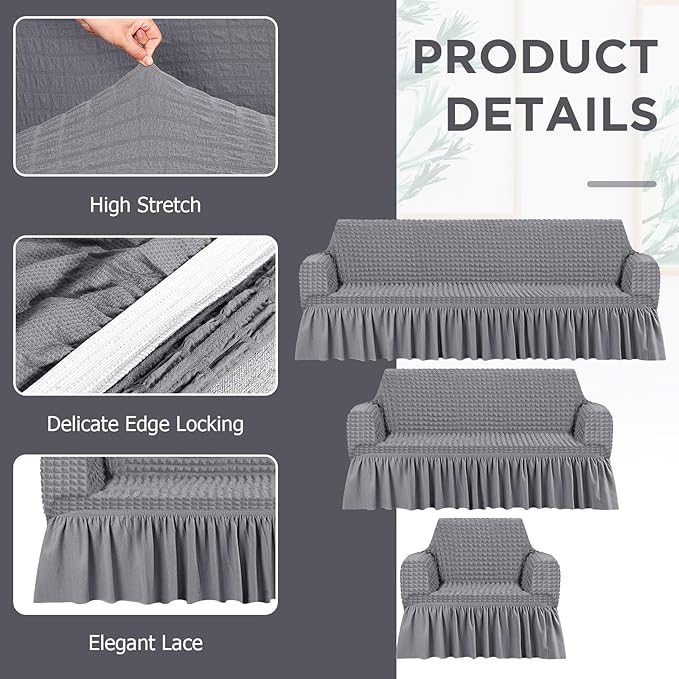 Fanfanwin 3 Pcs Sofa Slipcover Set
