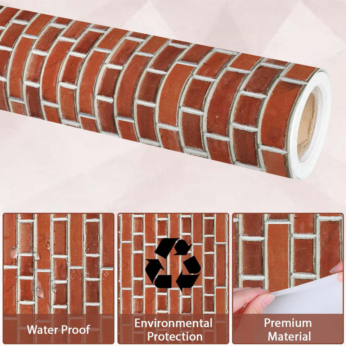 Qyeahkj Red Brick Bulletin Board Paper Roll Fireplace Bulletin Board Background Paper Fade Resistant Chimney Classroom Decoration Poster Art Craft Home Wall Education Decoration Supplies 17.7in x 20ft
