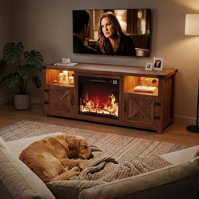 YESHOMY LED Fireplace TV Stand