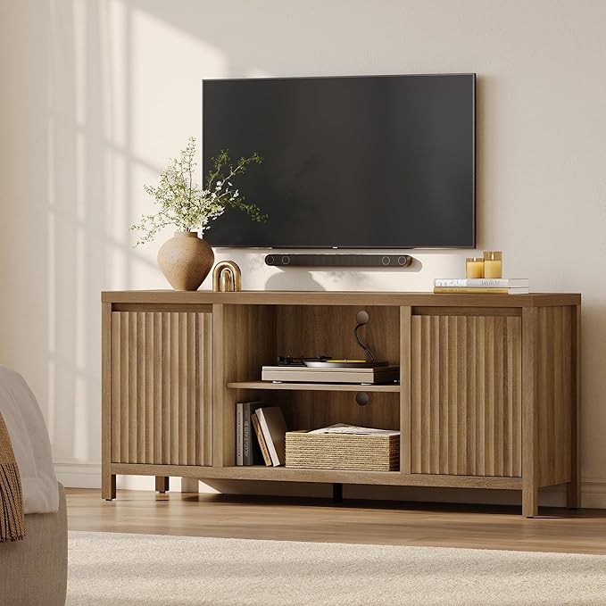SICOTAS Fluted TV Stand for 55 65 inch TV