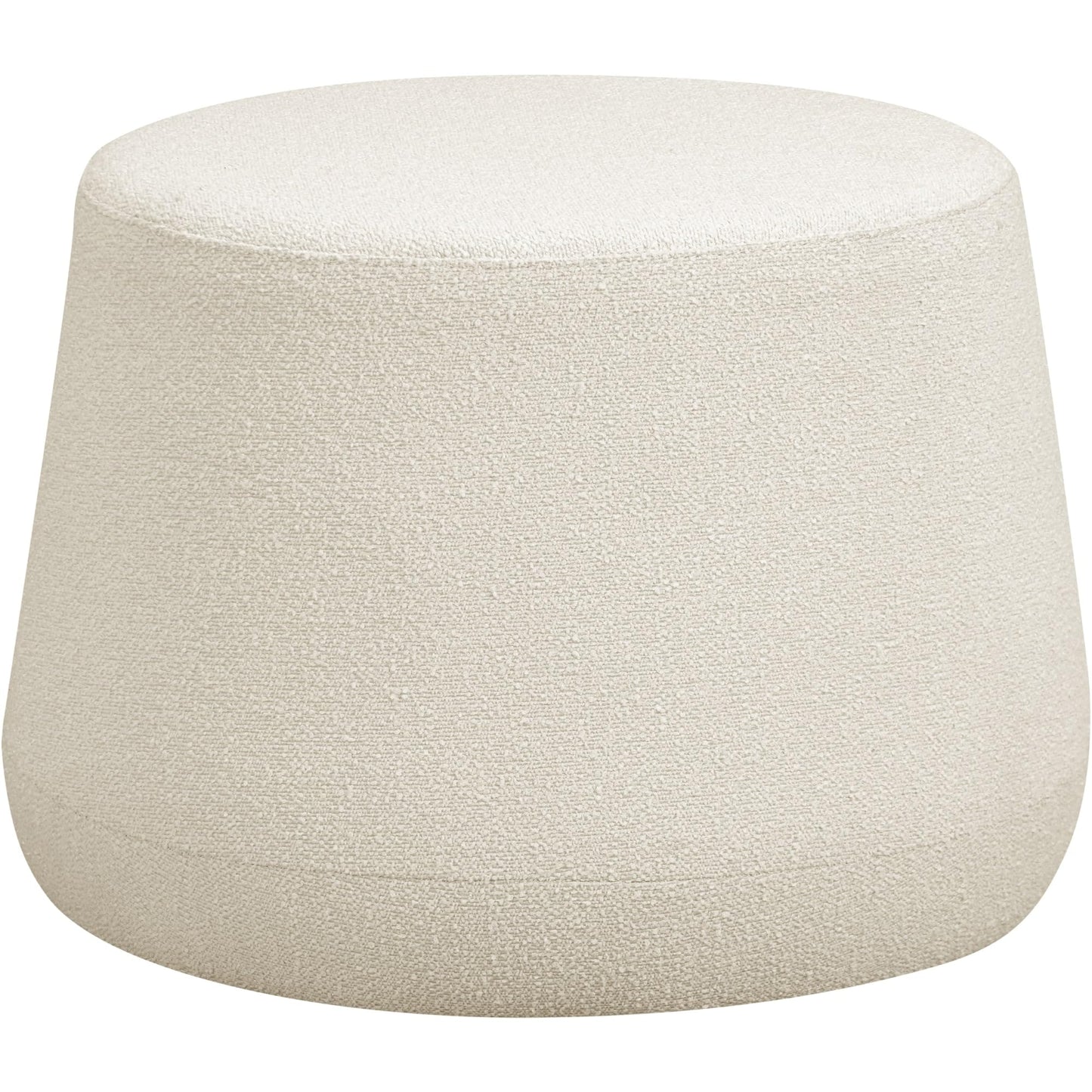 Lifestyle Solutions 24” Waverly Ottoman Round Elegant Boucle Fabric, Stationary Ottomans, Backless Chair, Footrest for Living Room, Footstool Office, Bedroom, Padded Seat, Snow White Ivory