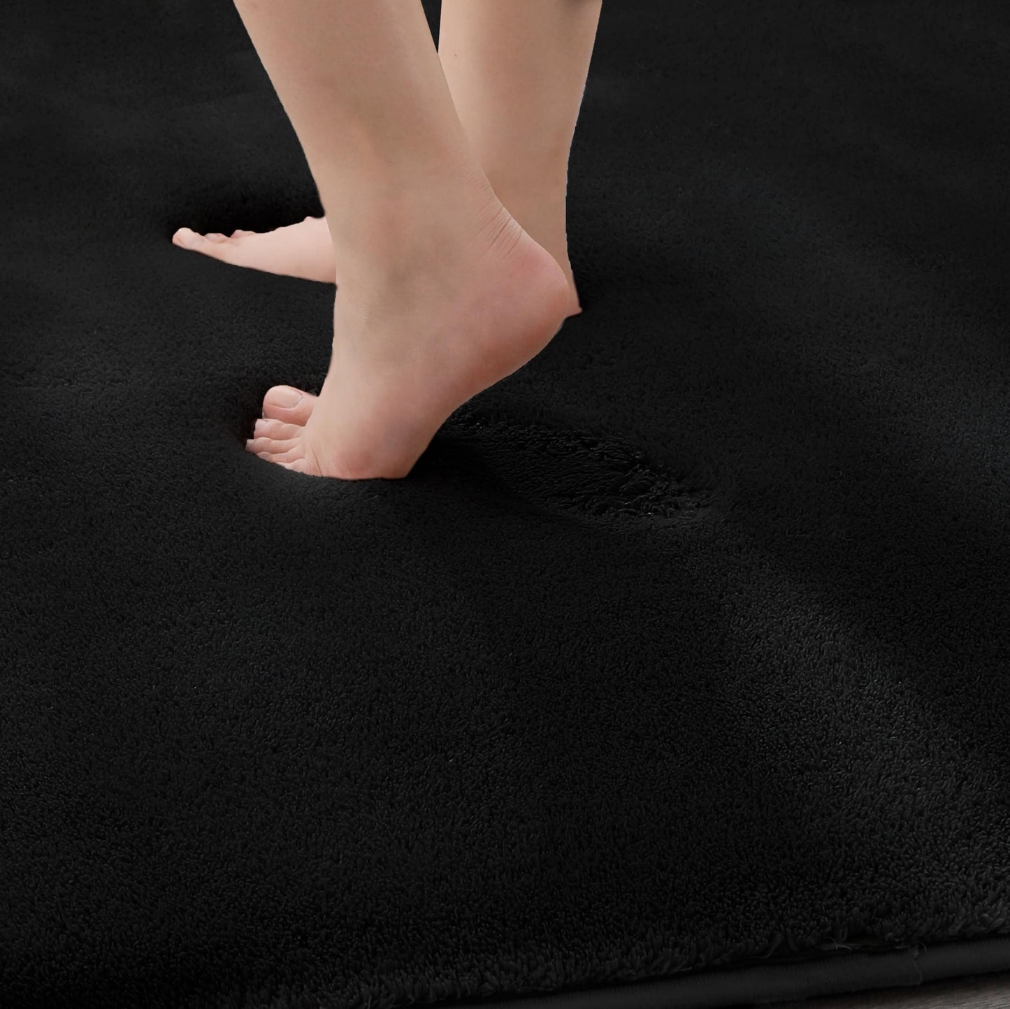 MINIDEAR Toilet Rugs 24x20 - U Shaped Black Thick Memory Foam Contour Rugs,Ultra Soft & Plush Fluffy, Non-Slip, Quick Dry, Absorbent Washable Floor Microfiber Mat for Home Decor Accessories