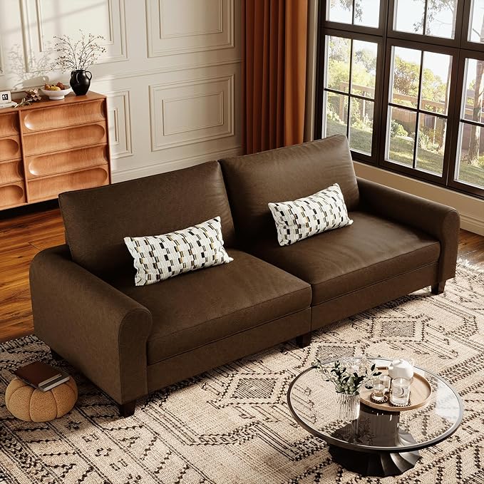 EASE MOOSE 88.5" Large Seat Faux Leather Loveseat Sofa, Waterproof and