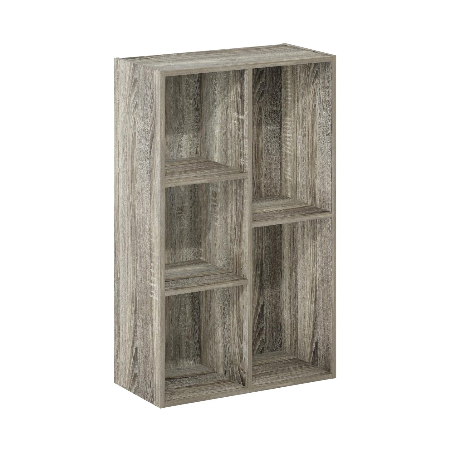 Furinno LUDER Book Shelf, 5-Cube Bookshelf, Reversible Bookcase, 9.4 x 19.5 x 31.5, Easy Assembly, for Living Room, Bedroom, Home Office, French Oak