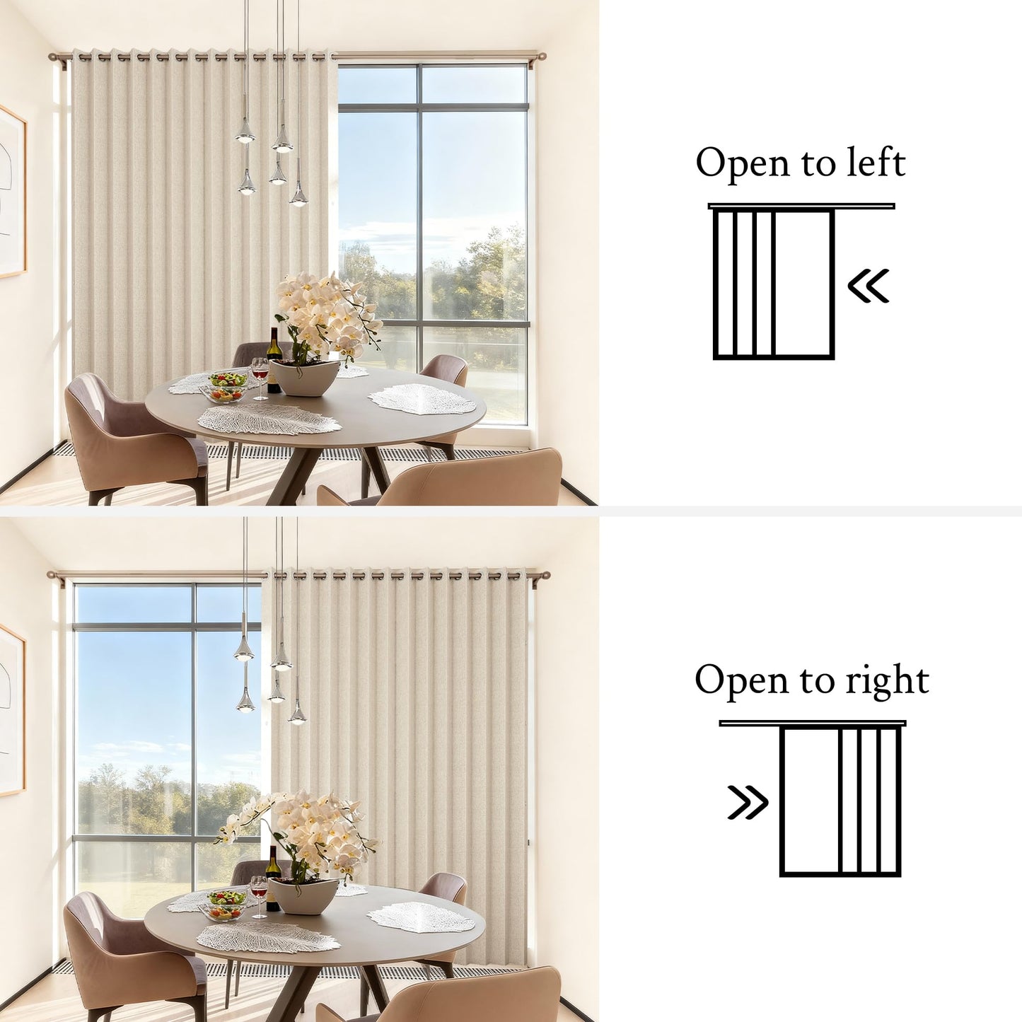 HMYI Accordion Door Curtains for Doorways, Curtain Door for Privacy Use, Fabric Curtain Panel, 1 Panel, W100 x L84, Sand