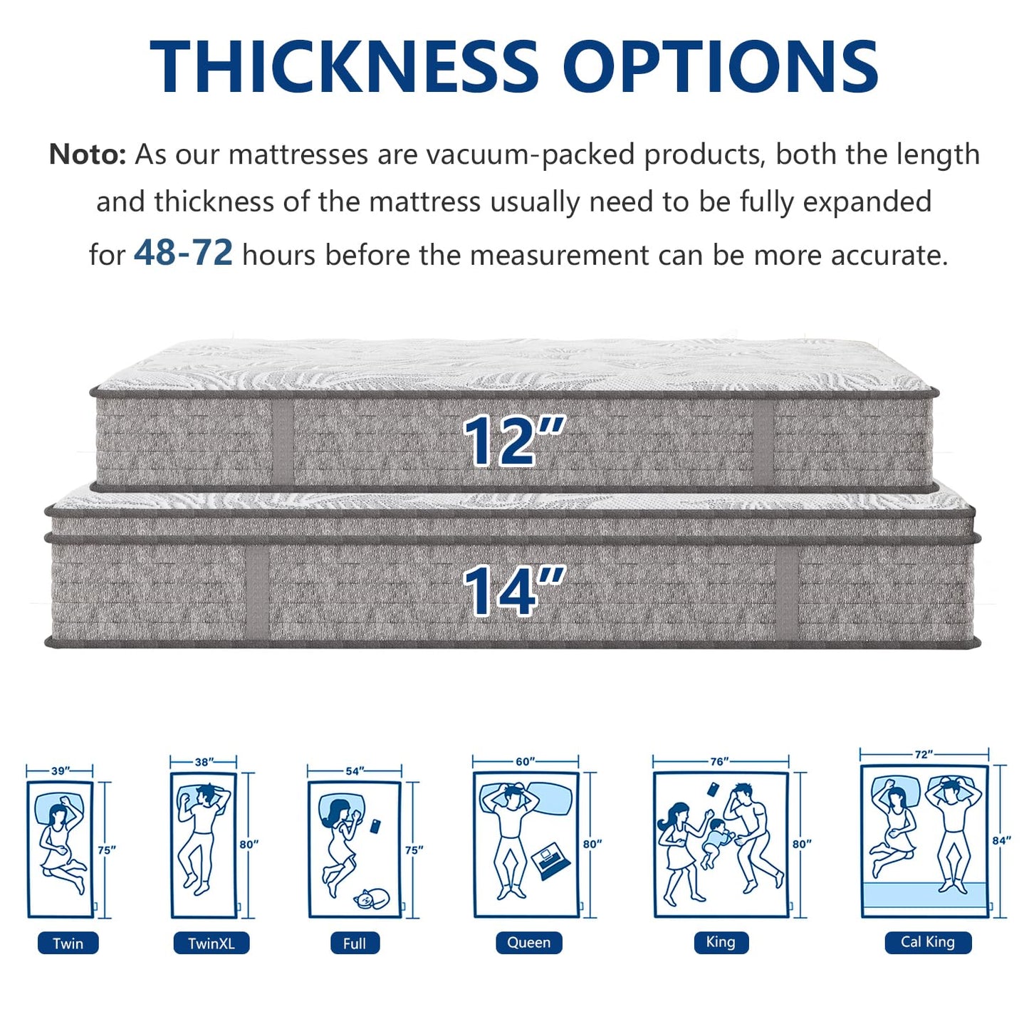 6V-Sermmoo California King Mattress, 14 Inch Hybrid California King Size Mattress in a Box, Pocket Spring and Memory Foam, Motion Isolation, Edge Support, Medium Firm, CertiPUR-US
