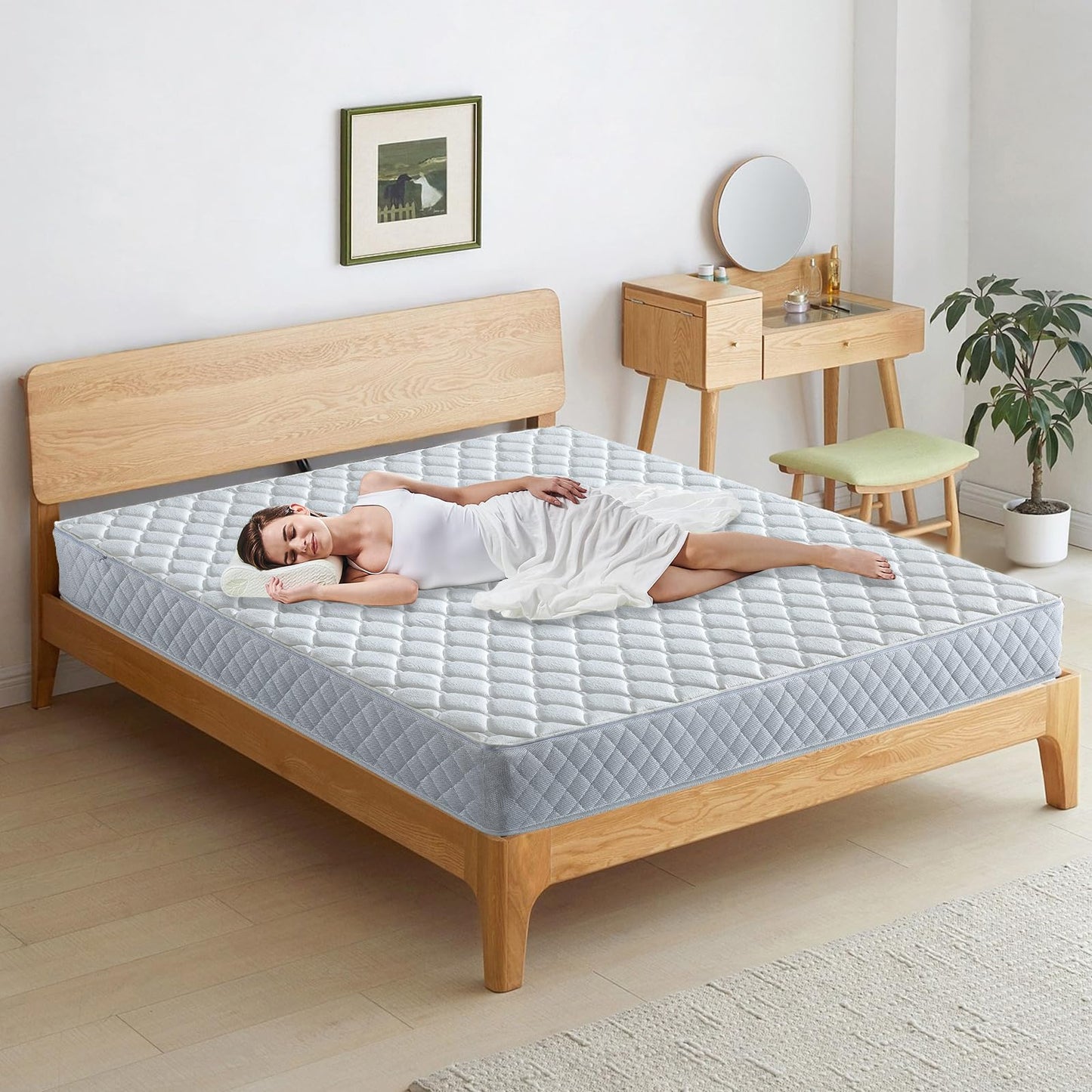 Ustenroya Free Flow Full Wave Water Mattress, Square Waterbed Mattress for Adults, 7.9" Thick PVC Softside Water Bed with Removable Cover, Protable and Foldable, Dual Air Valves (Queen - 60" x80")