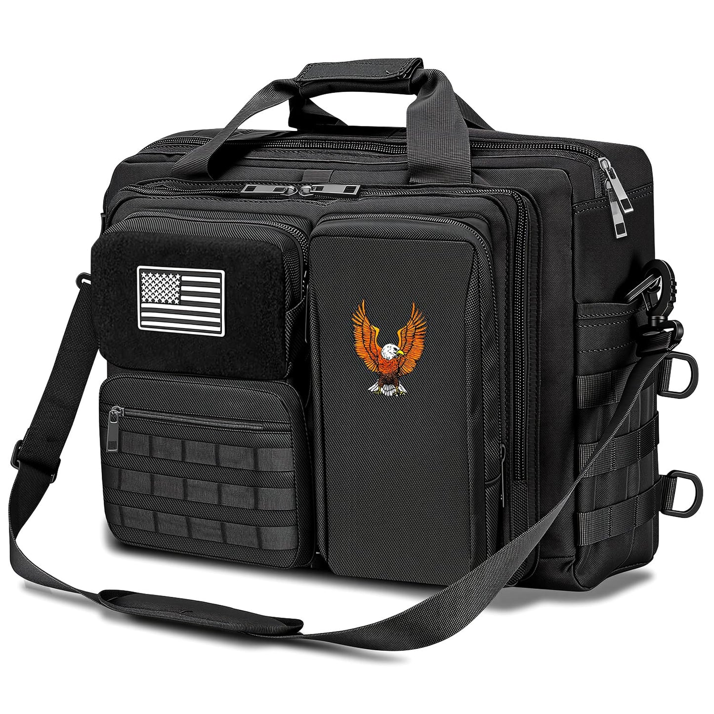 BYIECLD Tactical Laptop Bag for Men, 14 Inch & 18 Inch Military Messenger Bag, 900D Nylon Water Resistant Computer Bag with Luggage Strap, Multipurpose Work Bag for Travel, Business, Campus