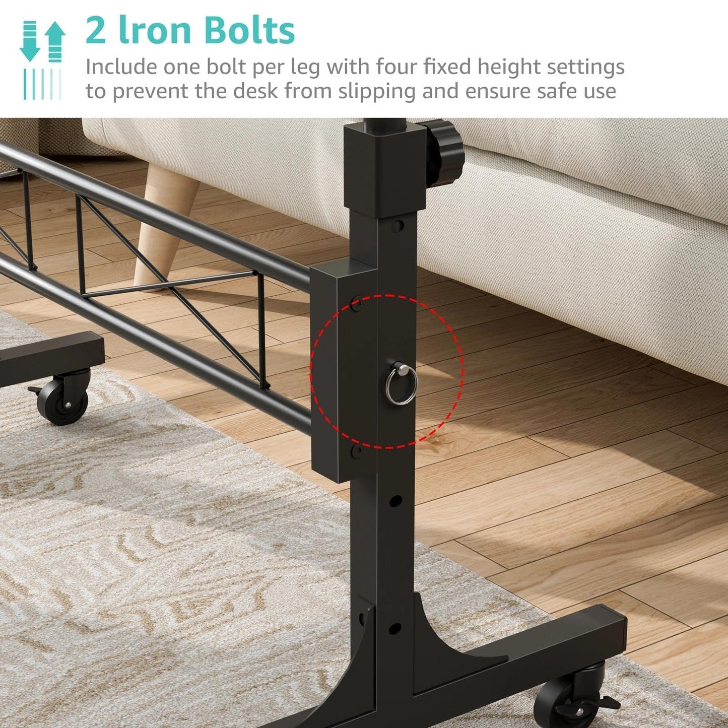 Small Portable Rolling Standing Desk - 32 Inch Adjustable Height Mobile Stand Up Desks with Wheels for Treadmill Walking Pad, Teacher Podium for Classroom, Couch Sofa Side Laptop Table, Rustic Brown