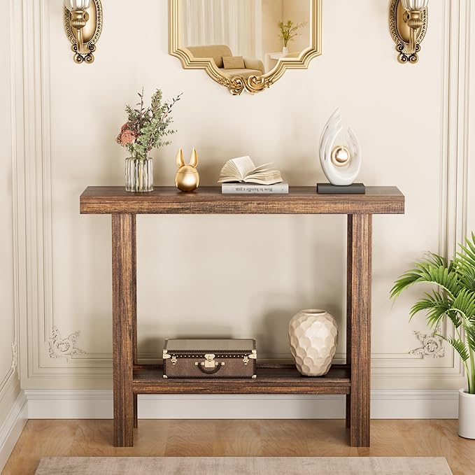 LIFECHOVY Farmhouse Wood Entryway Table Narrow Console Tables