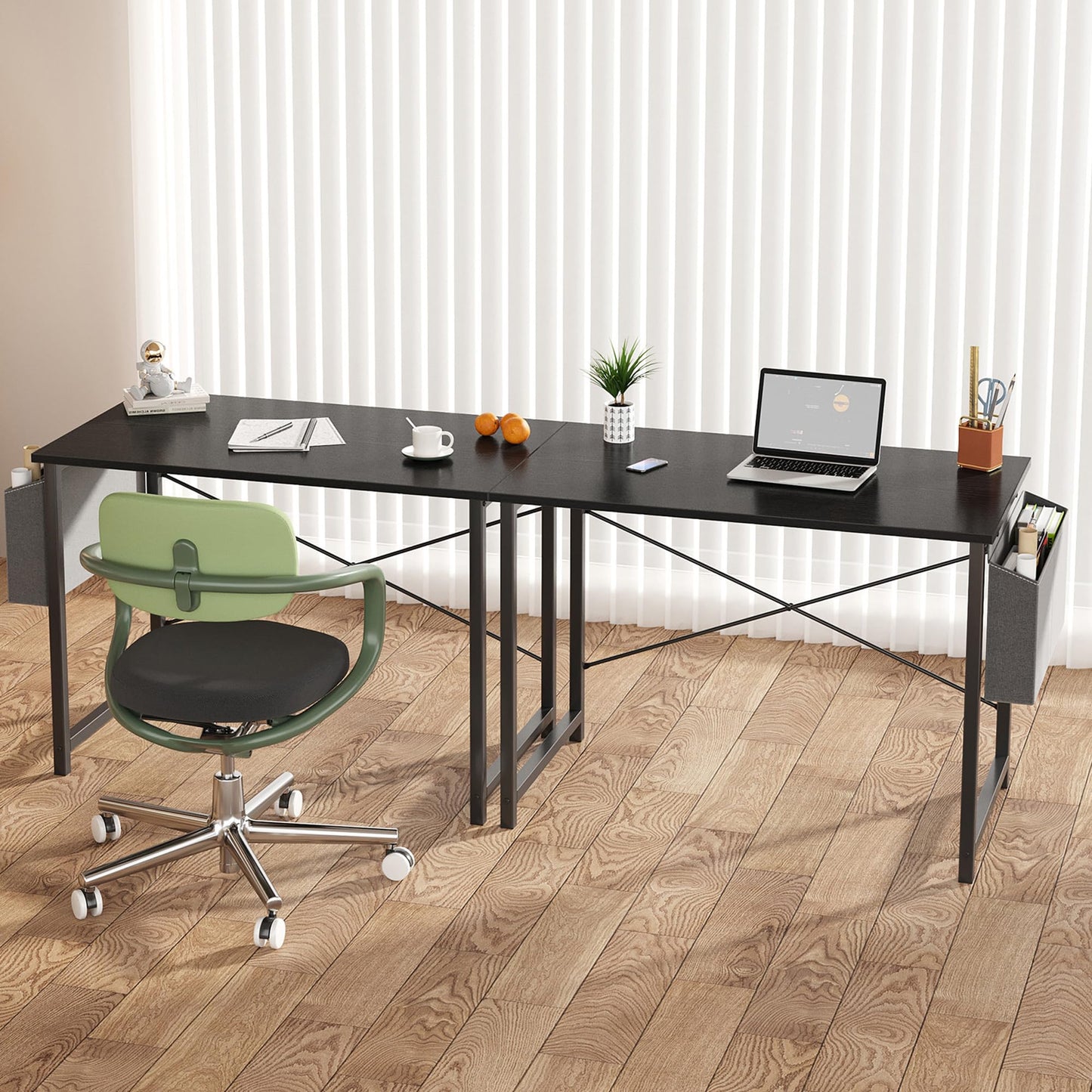 OLIXIS Computer Desk 31 Inch Home Office Desks for Small Spaces, Gaming Writing Study Work Table with Storage Bag, Compact Desk for Home Office, Bedroom and Gaming Use, Black