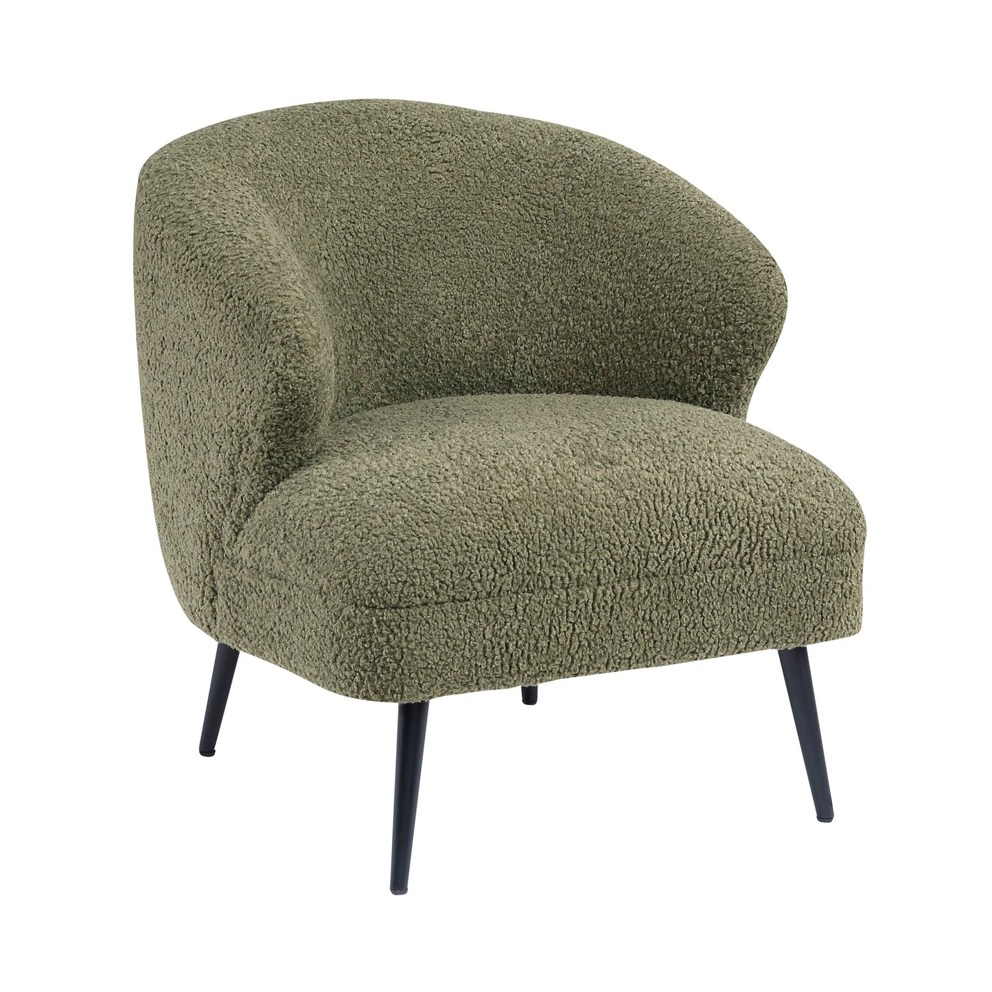 Lexicon Modern Accent Chair, Boucle Fabric Upholstered Single Sofa Chair with Curved Back for Living Room/Bedroom/Office/Apartment, Green
