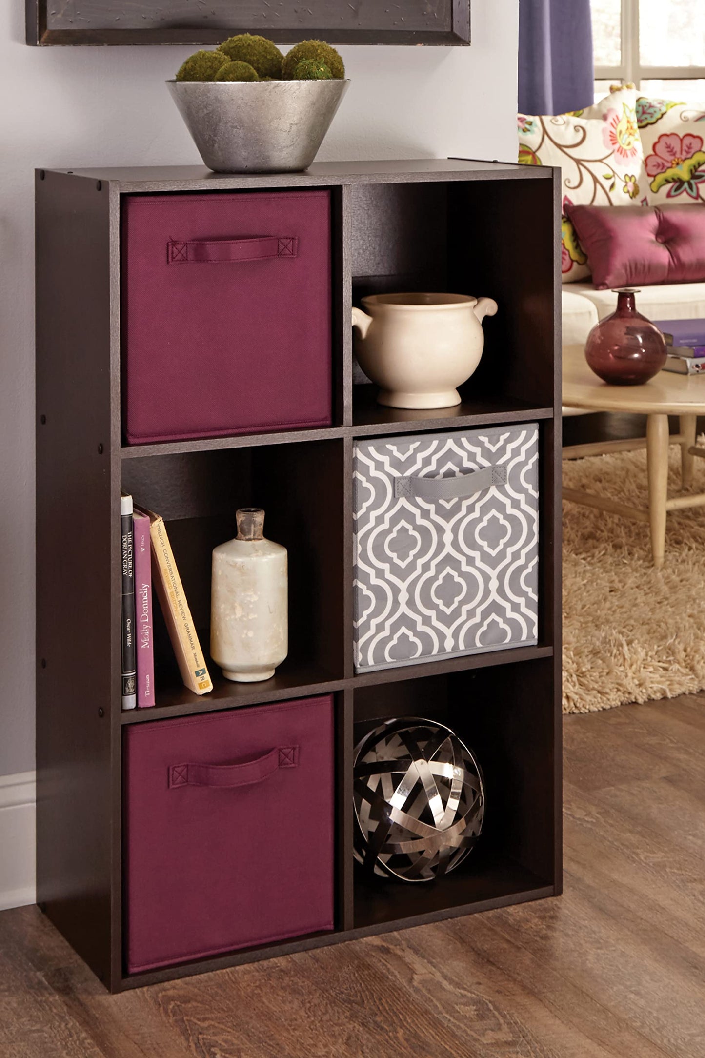 ClosetMaid Cubeicals 6 Cube Storage Shelf Organizer Bookshelf, Stackable, Vertical or Horizontal, Easy Assembly, Wood, Chocolate Finish