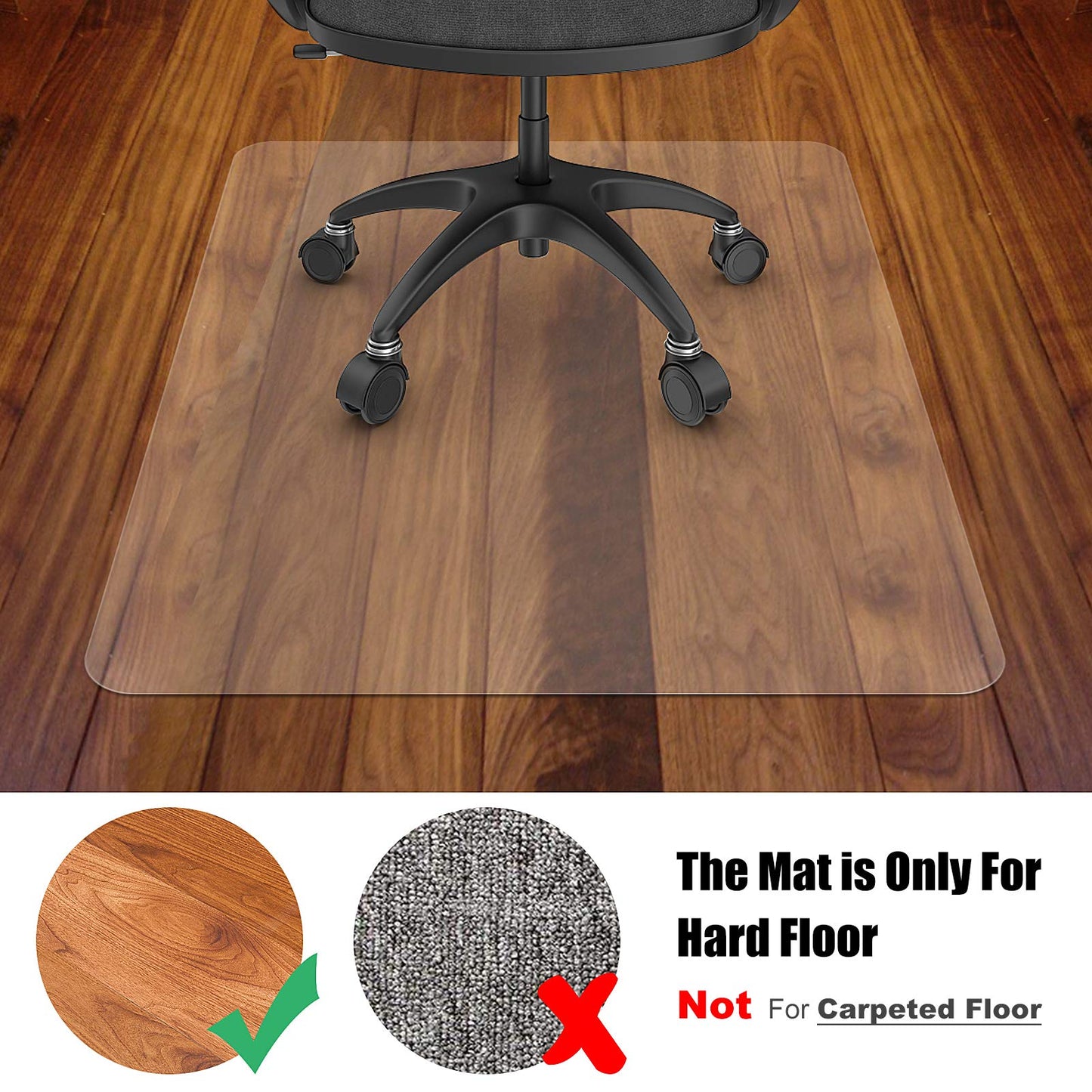 Azadx Office Chair Mat for Hardwood Floor 30 x 48'', Small Chair Mats Clear Easy Glide on Hard Floors, Rolling Chair Mat Plastic Mat Under Desk Chair, 2PCS