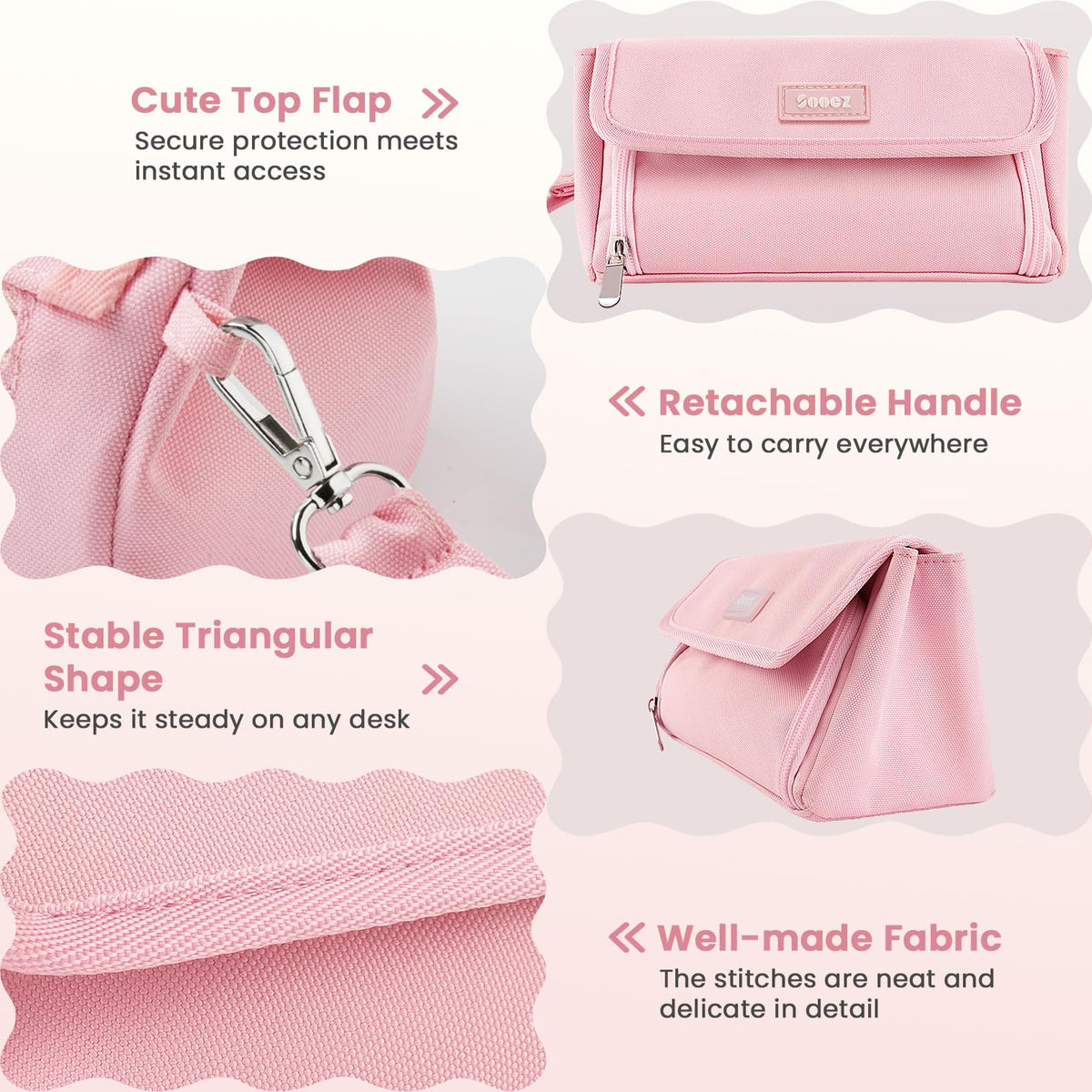 Sooez Super Large Pencil Case, Big Capacity Pencil Bag with 3 Compartments, can hold 100 pencils,Cute Pencil Pouch with Zipper,Portable Stationery Pen Bag,Aesthetic School Supplies For Girls,Haze Blue