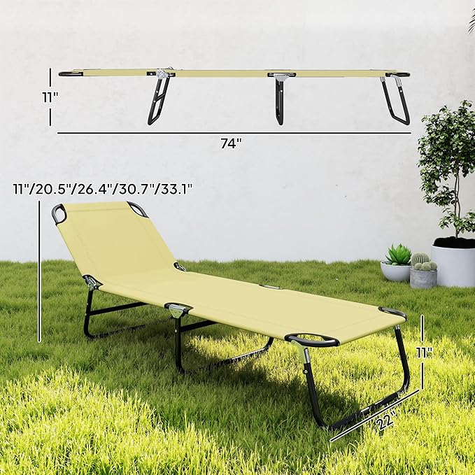 Outsunny Folding Chaise Lounge Pool Chairs, Outdoor Sun Tanning Chairs