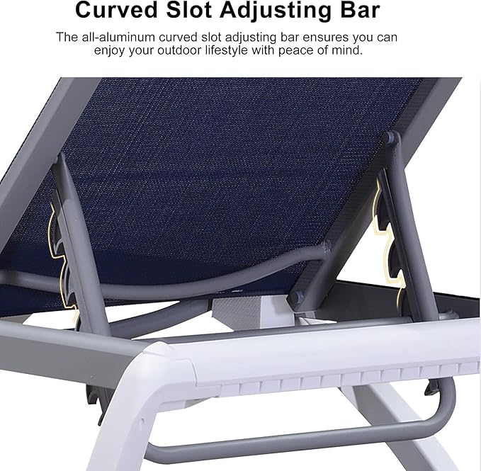 PURPLE LEAF Patio Chaise Lounge Chair Set of 3 Outside Aluminum Plastic