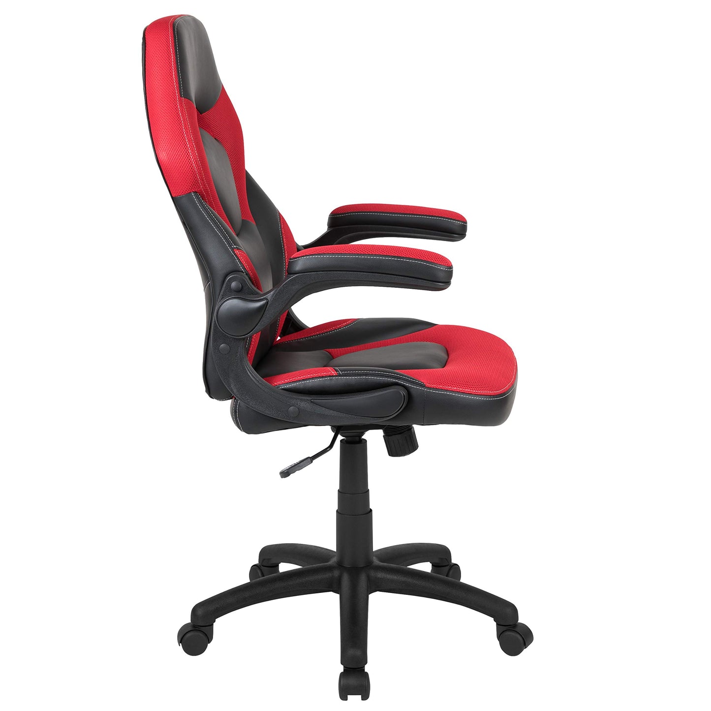 Flash Furniture X10 High-Back LeatherSoft Racing Style Gaming Chair with Flip-Up Arms, Ergonomic Padded Swivel Computer Chair, Red/Black