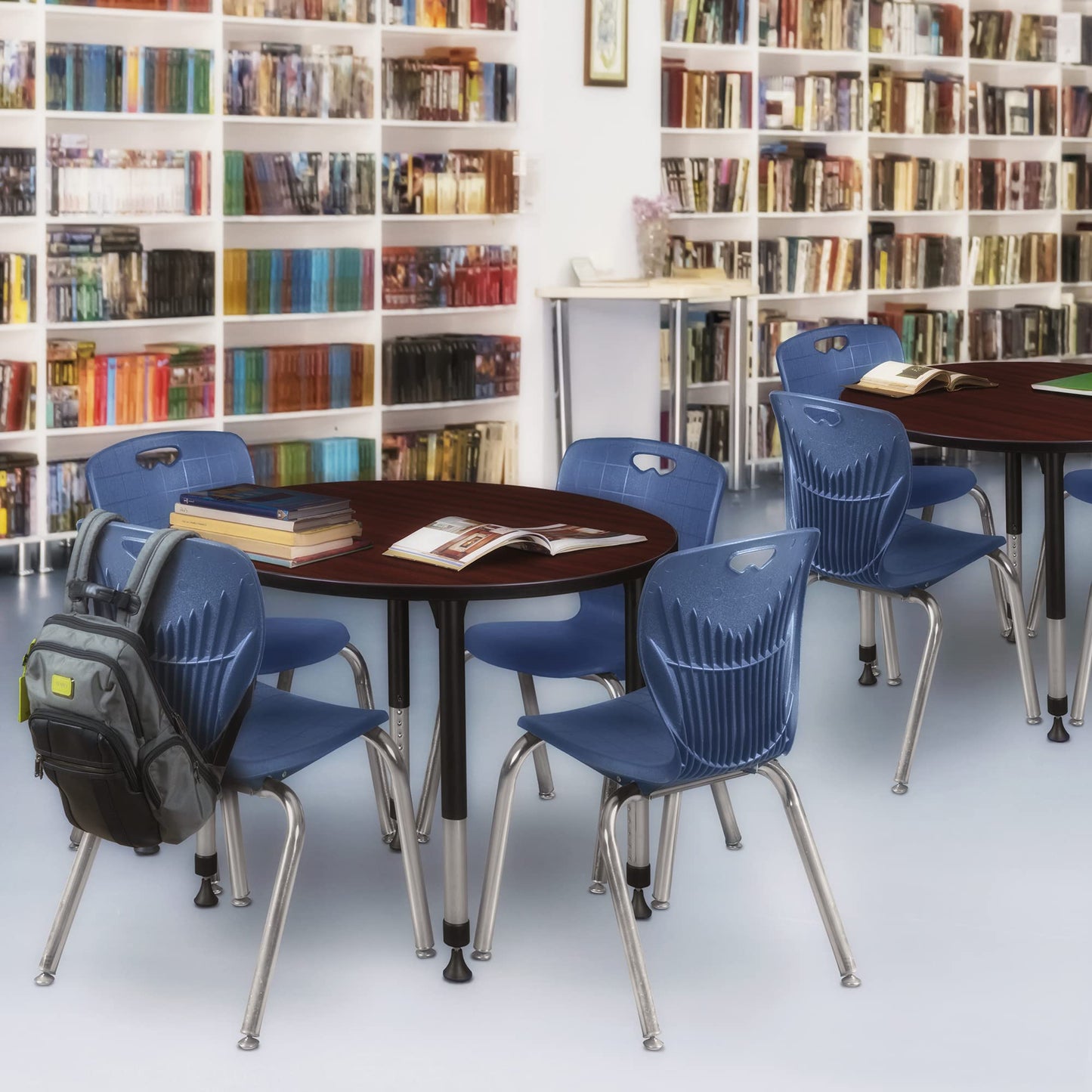 Romig Trek 36 in. Round Height Adjustable Classroom Activity Table- Mahogany
