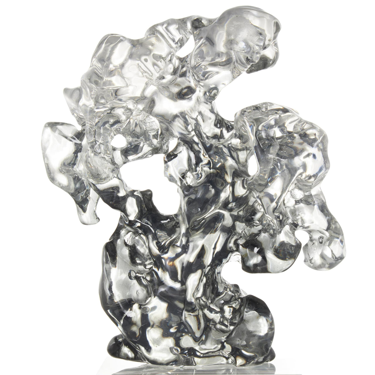 Deco 79 Glass Abstract Decorative Sculpture Freeform Home Decor Statue with Clear Square Base, Accent Figurine 6" x 3" x 10", Clear