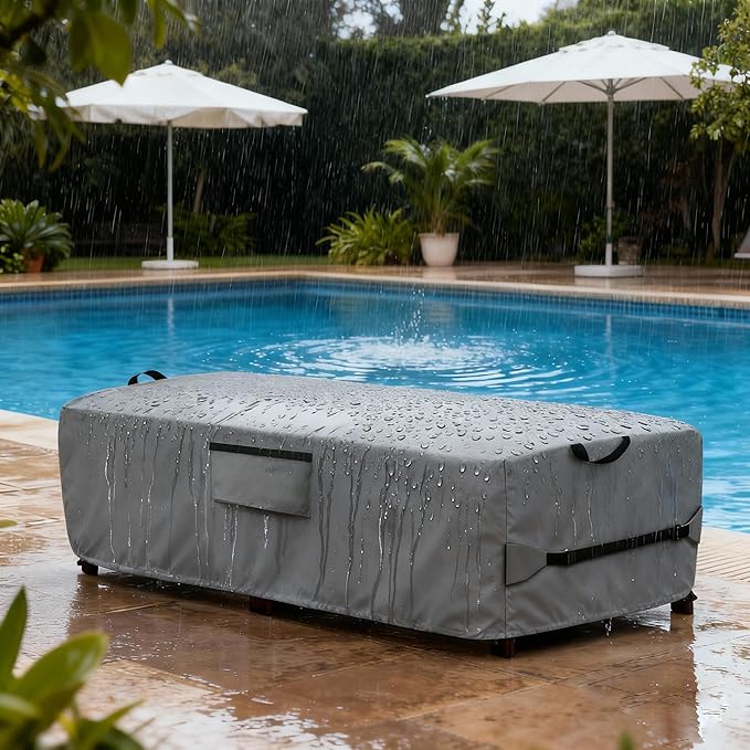Waterproof Patio Lounge Chair Cover 2 Pack, Heavy Duty 600D Waterproof Outdoor