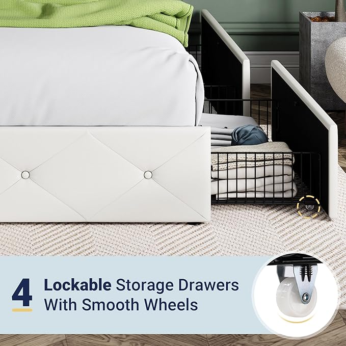 Allewie King Size Platform Bed Frame