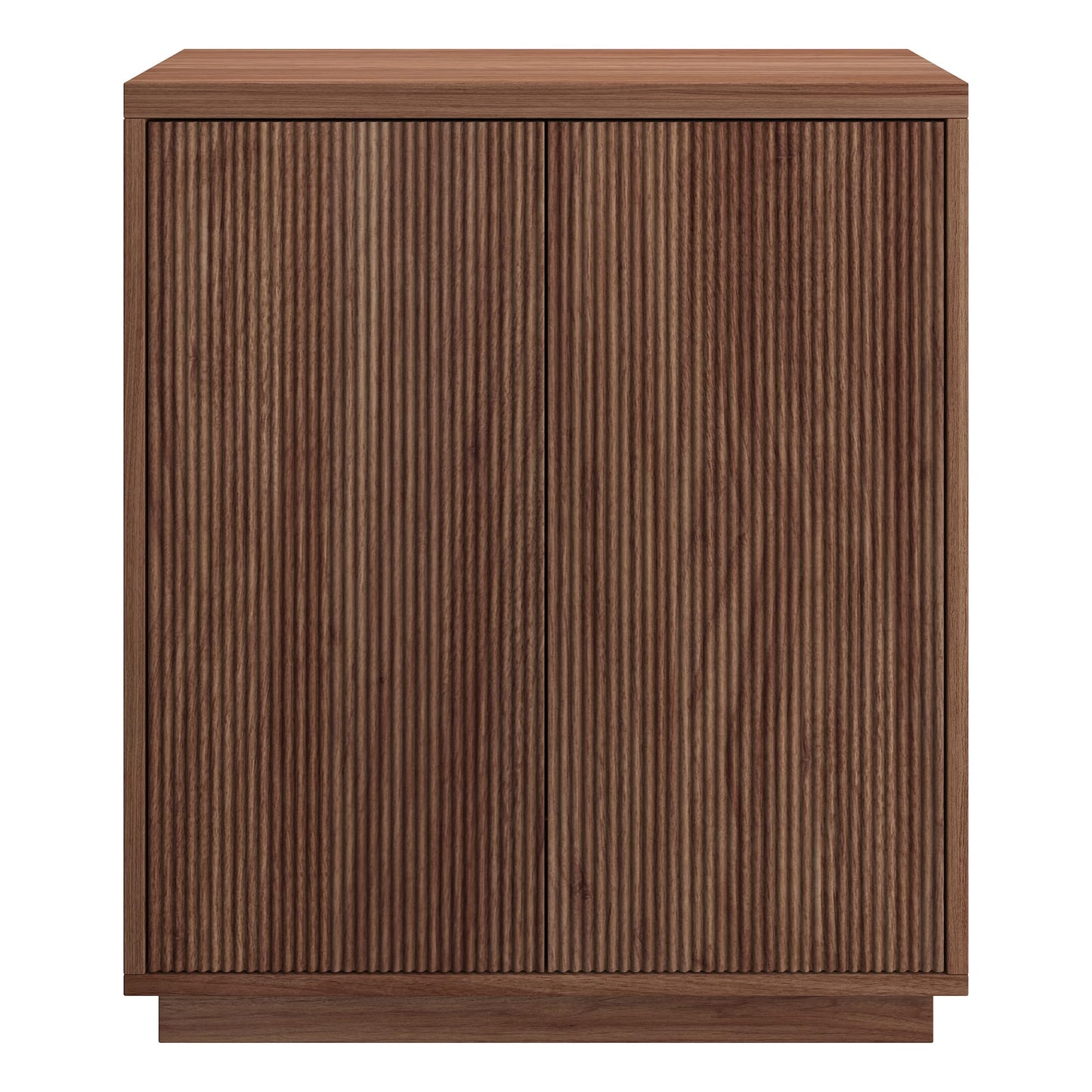 Henn&Hart 28" Fluted Wooden Accent Cabinet, Ribbed Modern Sideboard Buffet Cabinet with 2 Doors and an Adjustable Shelf for Living Room, Dining Room, Bedroom or Entryway, Medium Walnut