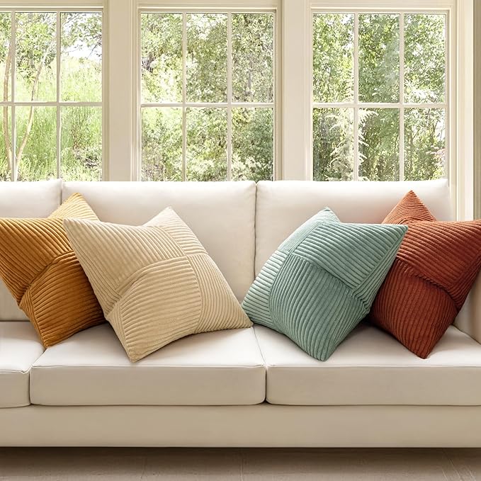 MIULEE Teal Orange Decorative Throw Pillow Covers 18x18 Inch Set of 4 Boho