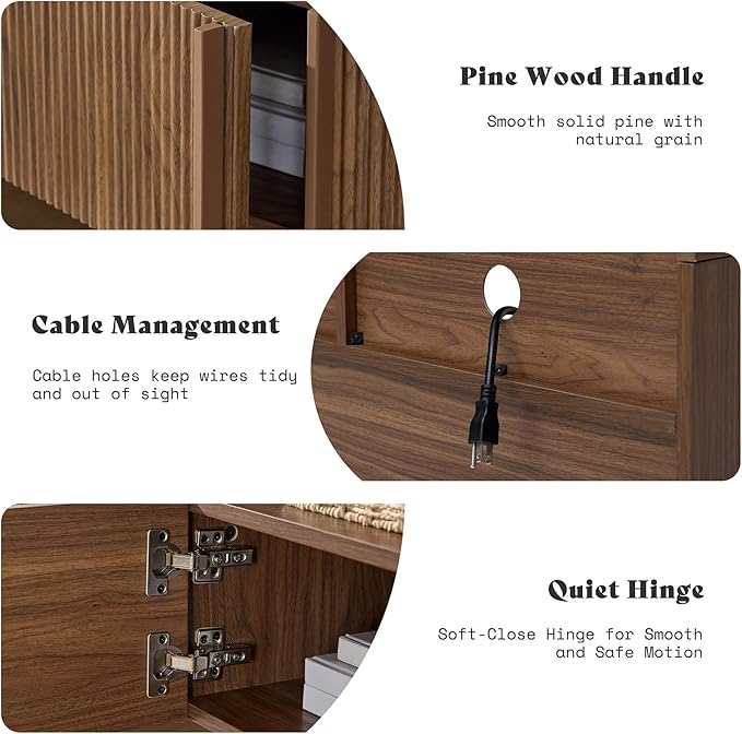AMERLIFE 70" Fluted Wood TV Stand