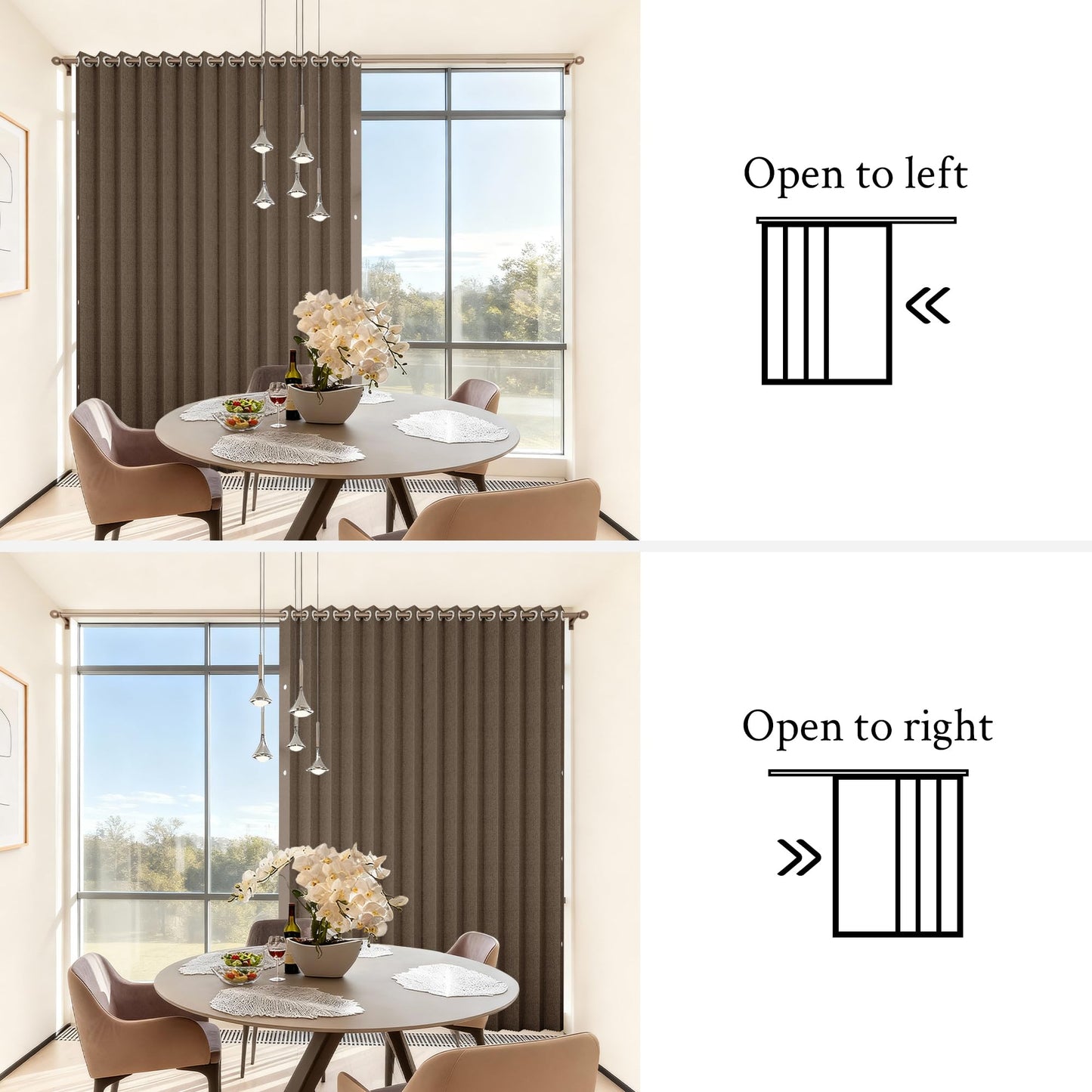 HMYI Accordion Door Curtains for Doorways, Curtain Door for Privacy Use, Fabric Curtain Panel, 1 Panel, W100 x L84, Brown