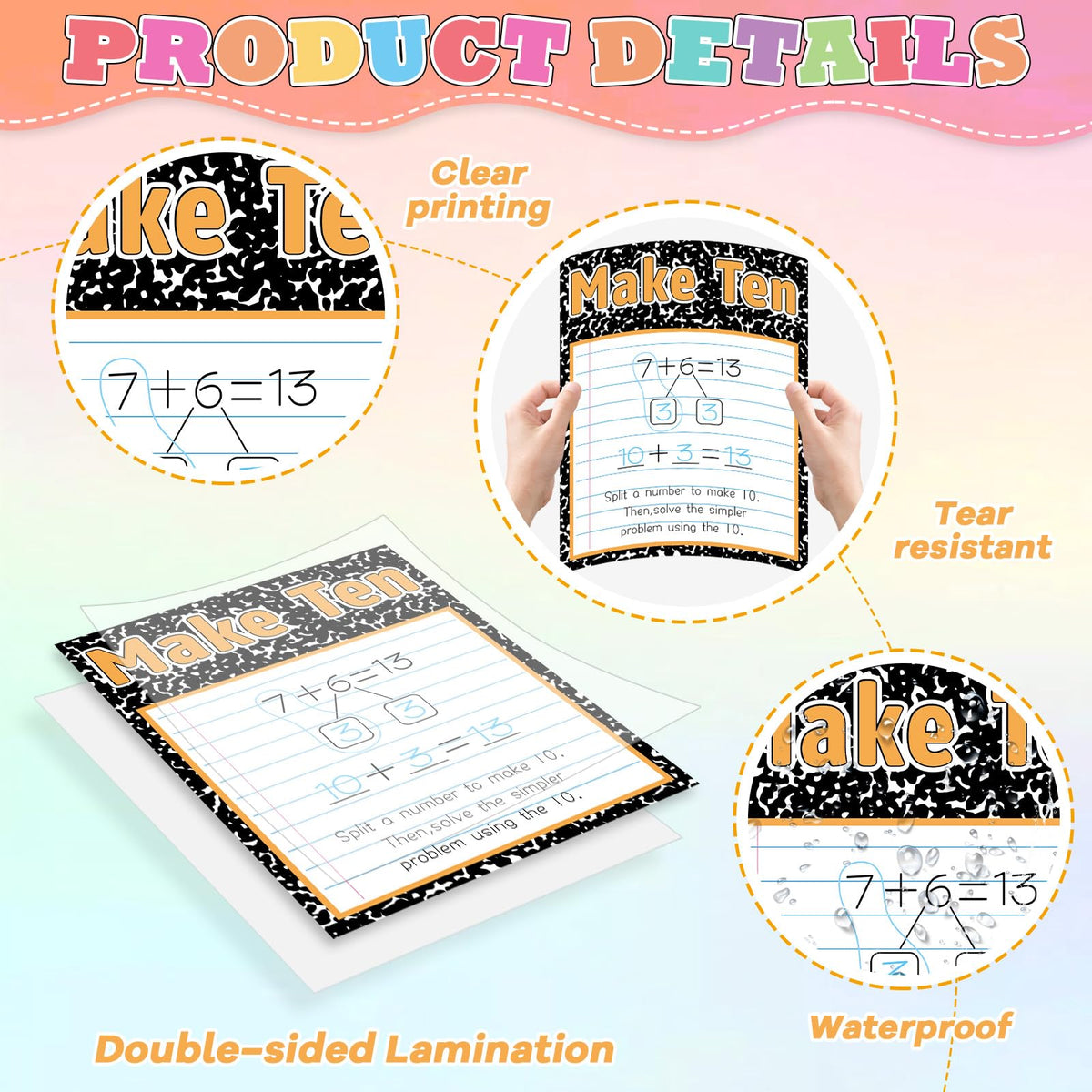 25Pcs Mathematics Strategy Posters Composition Notebook Classroom Decor Educational Math Posters Math Manipulatives Wall Art for Back to School Classroom Bulletin Board Decorations Teacher Supplies
