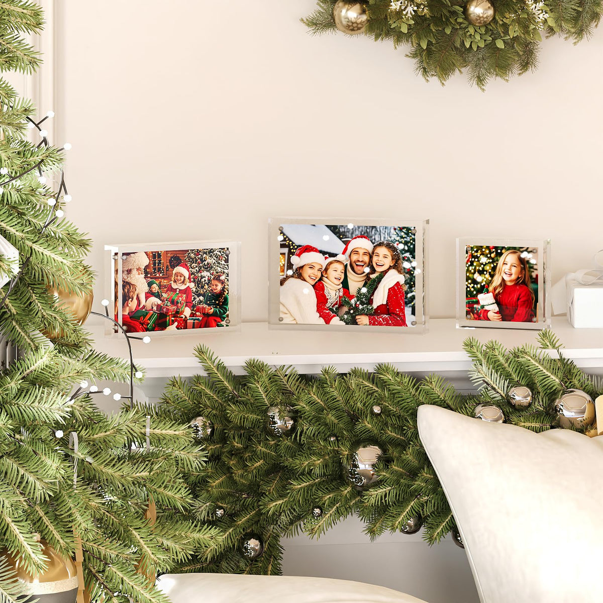 Egofine 4x6 Acrylic Frames 6 Pack, 20mm Thicker Frameless Clear Picture Frames, Double Sided Magnetic Picture Frames, Free Standing Desktop Display
