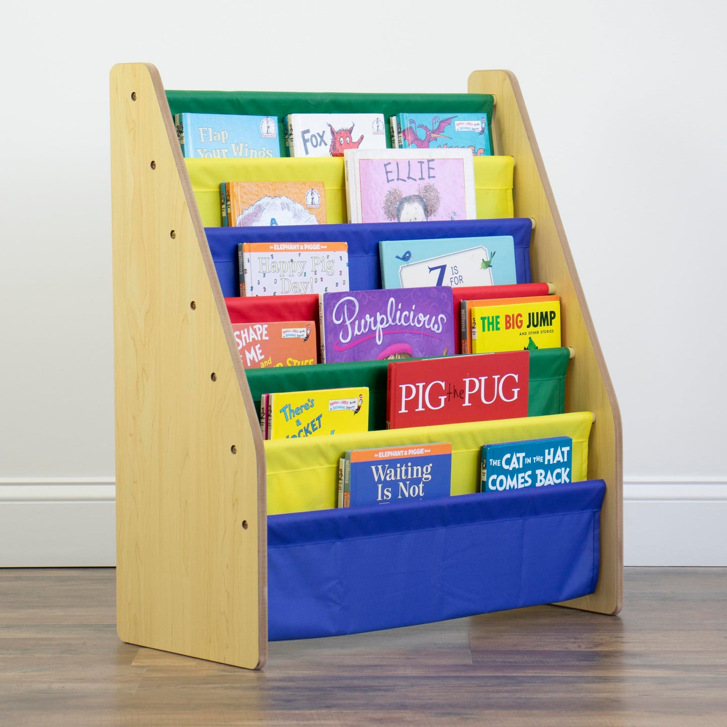 Humble Crew Kids Bookshelf, 6-Tier Front-Facing Book Display Organizer, Montessori Toddler Bookcase for Playroom, Bedroom & Reading Corner Natural/Primary