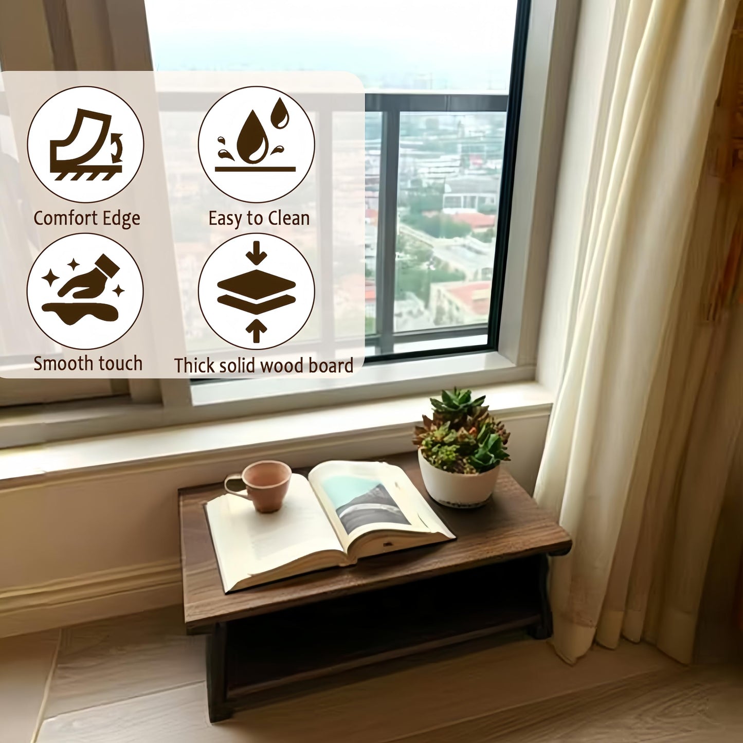 Folding Floor Table,Meditation Altar Table for Home Decor,Hand Carved Natural Brown Wood Small Puja Table, Used in The Tea Table Japanese,Study Room,IT is 24Inches(L),12 Inches(W) , 21 Inches(H)