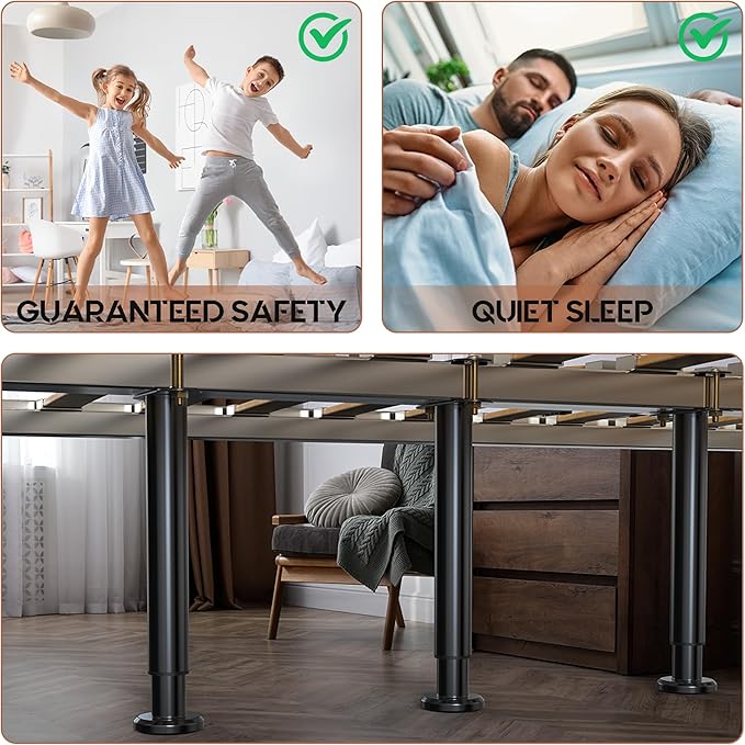 4Pcs Bed Frame Support Leg, Adjustable Height 5"-8.6", Extra Sturdy Steel Bed