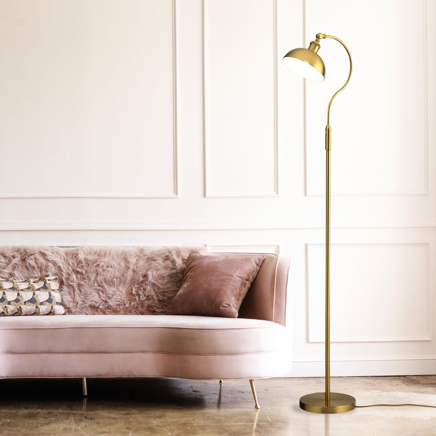 O’Bright Heritage - Banker’s Floor Lamp, 3-Level Touch Dimming, Adjustable Tilt Shade, Removable Lampshade Design, E26 Socket with 6W Dimmable LED Bulb, Gold Metal Shade, Antique Brass