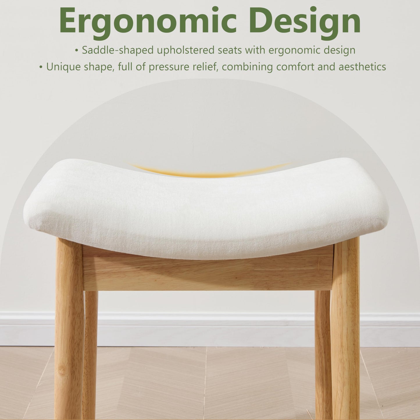 Royal Windsor Vanity Stool with Saddle Cushion, 18 Inch Makeup Vanity Chair for Living Room, Modern Foot Stool Ottoman Piano Bench,Small Upholstered Bench for Bedroom, Beige