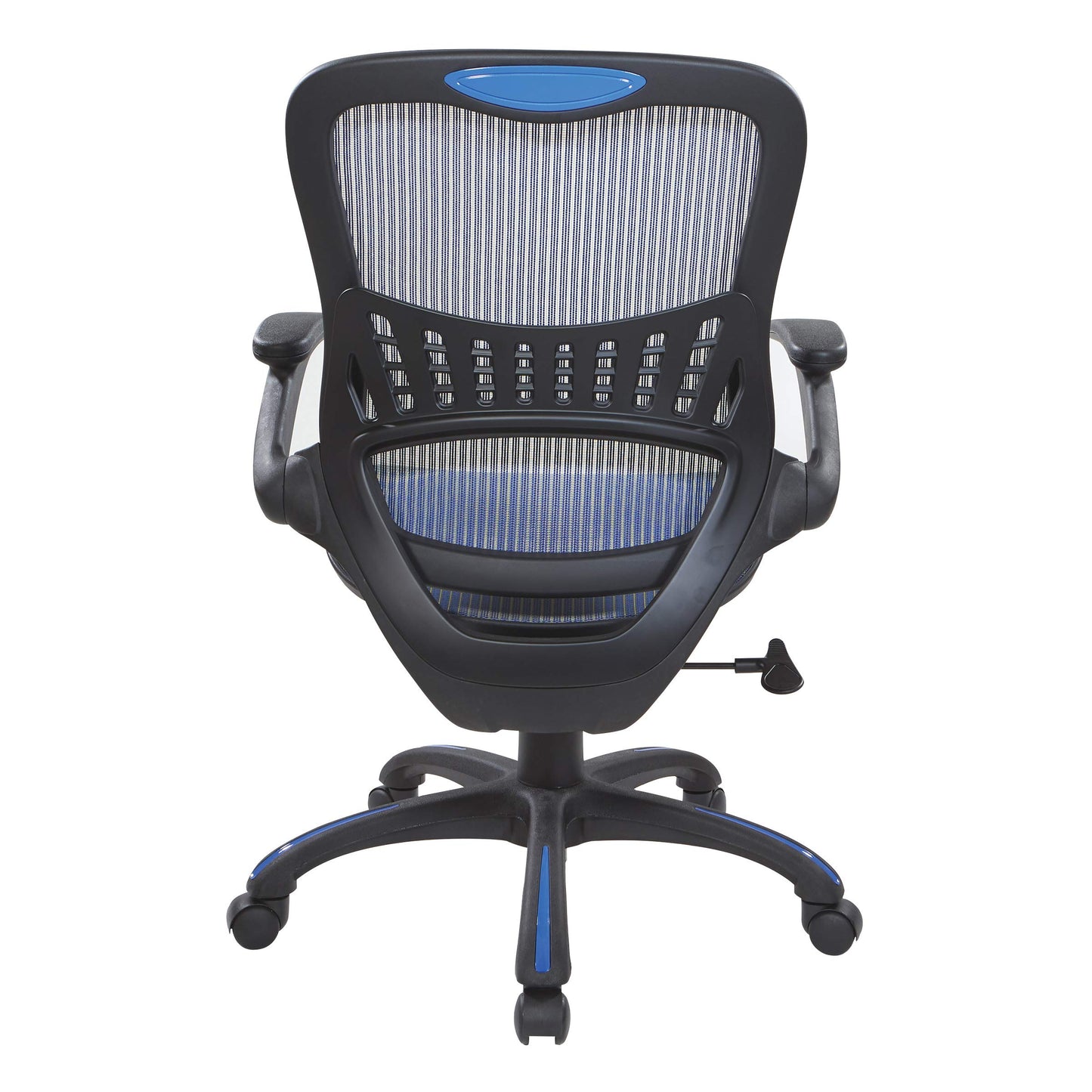 Office Star Riley Ventilated Manager's Office Desk Chair with Breathable Mesh Seat and Back, Black Base with Blue