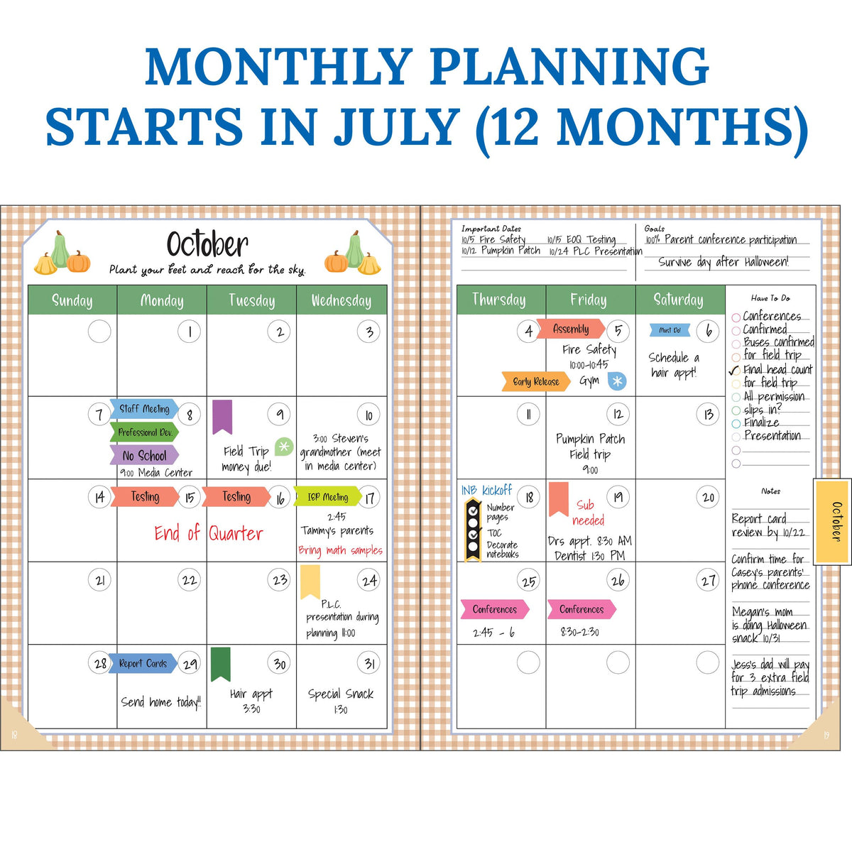 Carson Dellosa Education Teachers Plant Seeds That Grow Together 128-Page Teacher Planner, Undated 8"x11" Lesson Plan Farmers Market Themed Book With Stickers, Class Schedule, Weekly Calendar, Classroom Must Haves, Homeschool Essentials, School Supplies