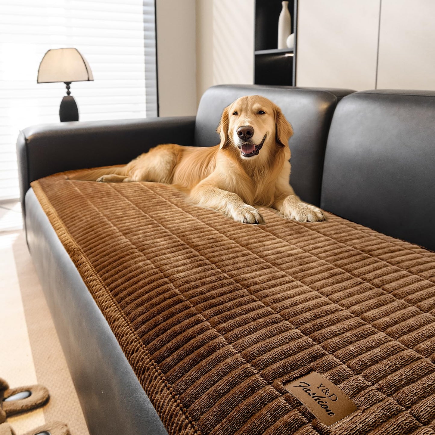 PJLZJFBY Couch Covers for Dogs, Velvet Dog Couch Cover, Pet Couchs Covers for Loveseat, Couchs Protector for Dogs, Sofa Cover for Pets Washable(1PC, Dark Brown, 27.5"×70.8", 2-3 Seater)
