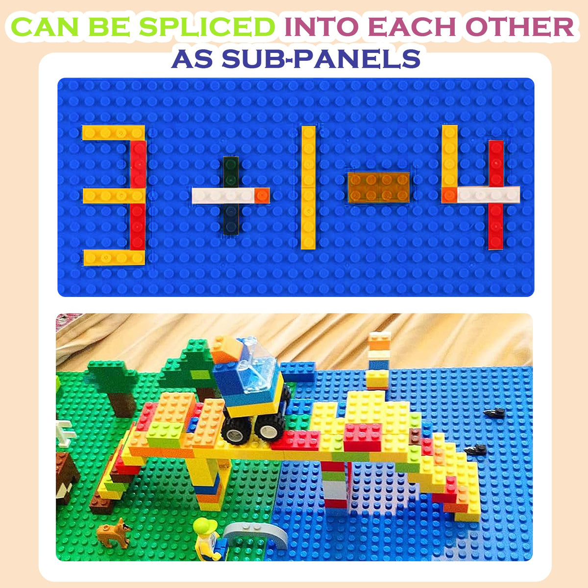 EKIND 4 PCS Classic 5" x 10" Building Baseplates, Compatible with Major Brands Toy Bricks, Encourage Logic & Creativity Through Play, Ideal STEM Activities for Children (White)