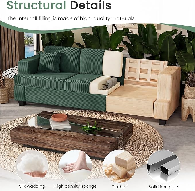 YOUDENOVA 2 Piece Set Comfy Sofa Couch, 3 Seater & Loveseat Sofa