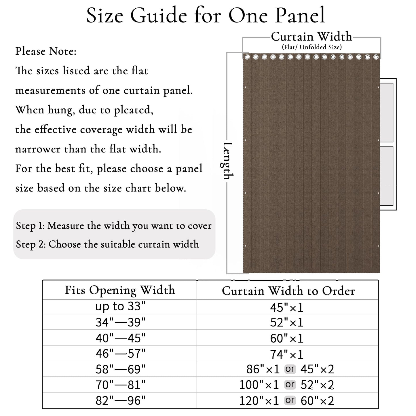 HMYI Accordion Door Curtains for Doorways, Curtain Door for Privacy Use, Fabric Curtain Panel, 1 Panel, W100 x L84, Brown