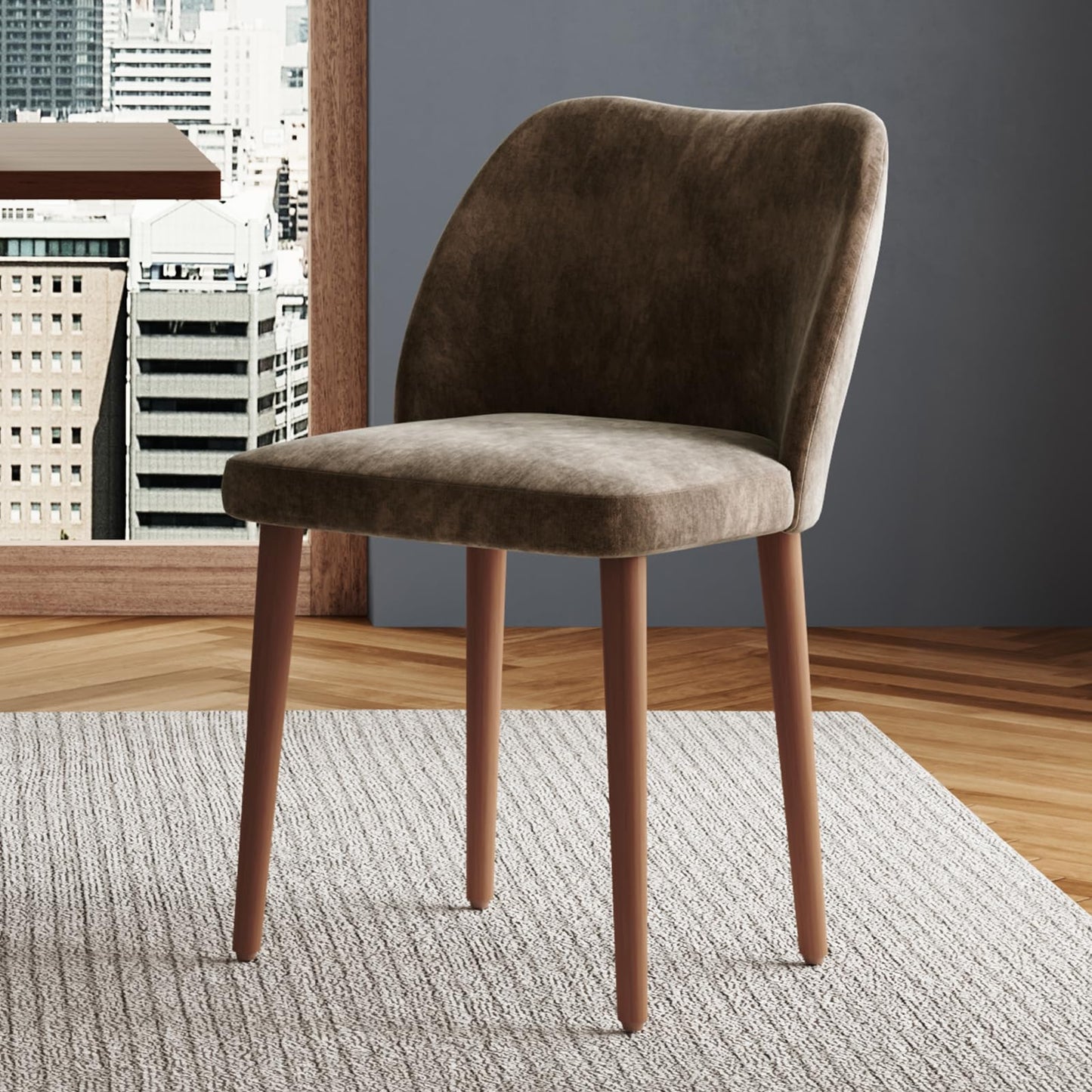 MINPINSER Dining Chairs Set of 2, Comfortable Dining Room Chairs, Modern Kitchen Chairs with Thick Cushions, Leveling Feet and Side Wing Support, Solid Wood Legs, Armless Dining Side Chairs