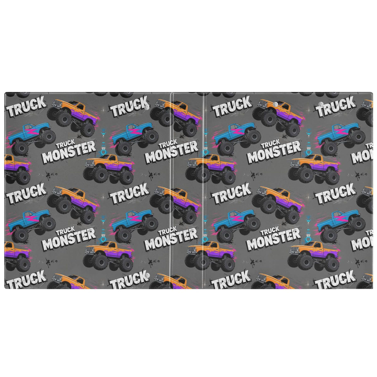 Monster Truck Black Round Ring Binders 1.5 Inch Racing Cars 3 Ring Clipboard Binder for Office School Work Supplies File Folder 200 Sheet Capacity