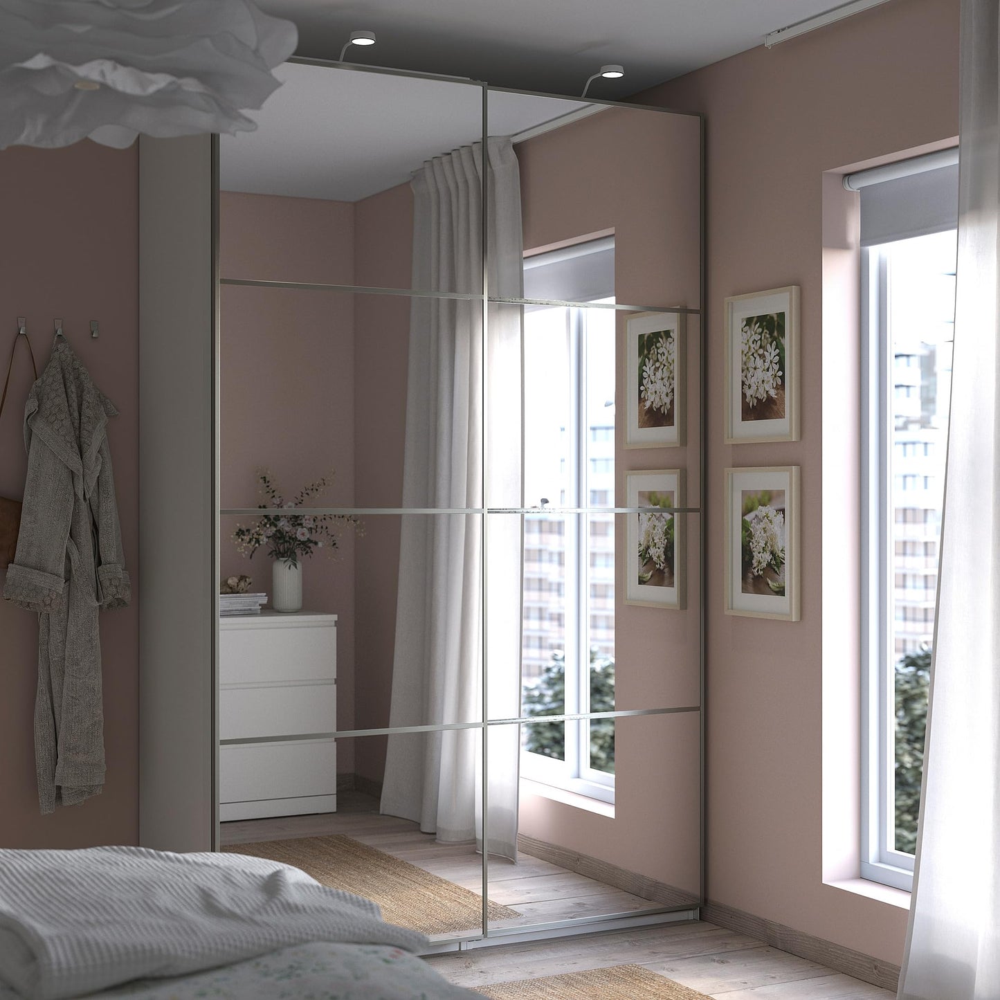 ProTuning PAX/AULI Wardrobe with sliding doors, white/mirror glass, 150x66x236 cm