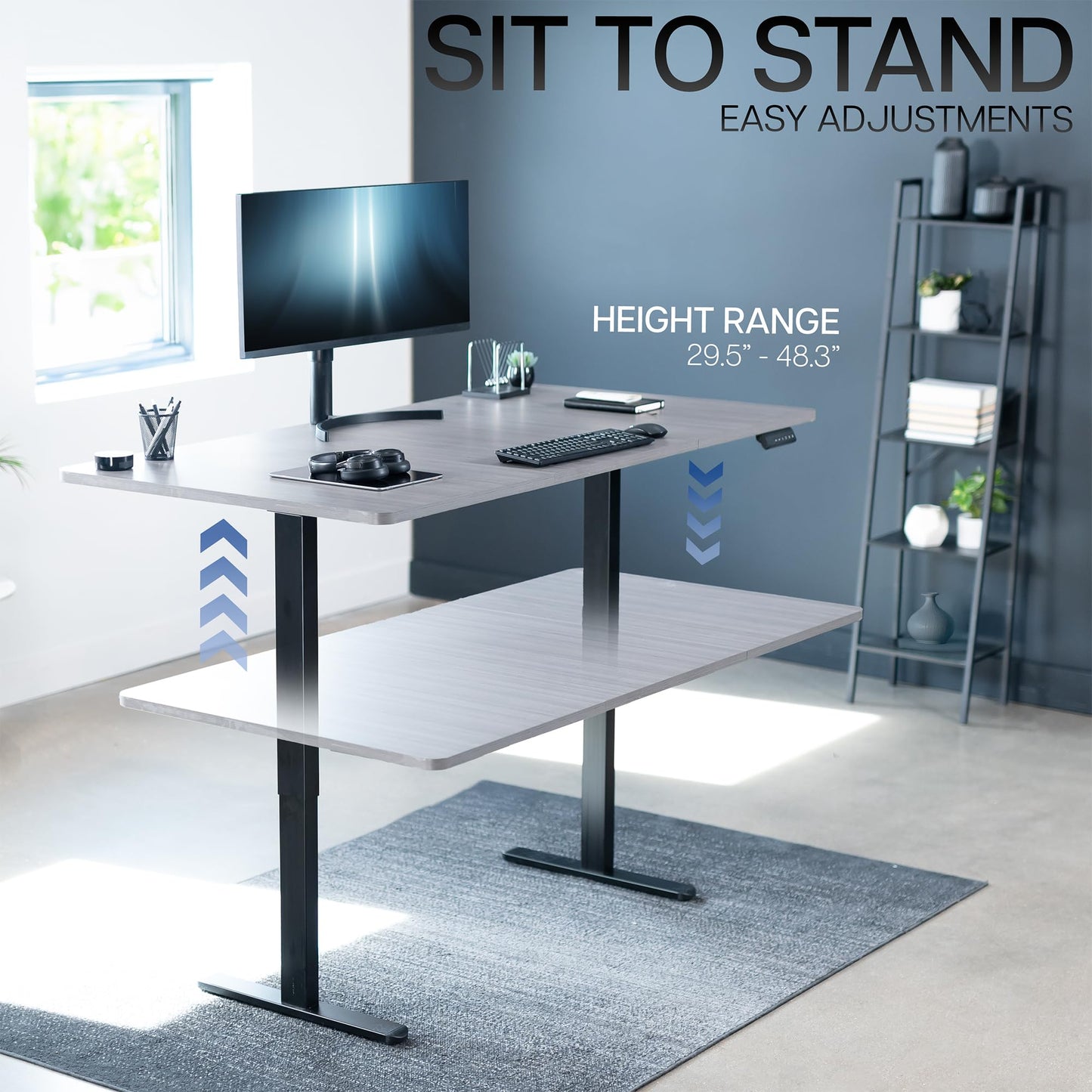 VIVO Electric 71 x 36 inch Standing Desk, Dual Motor Memory Controller Height Adjustment, E2B Series, Dark Gray Top Black Frame, DESK-KIT-E2B7G-36